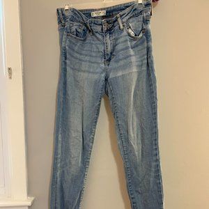 medium to light wash Abercrombie and Fitch jeans